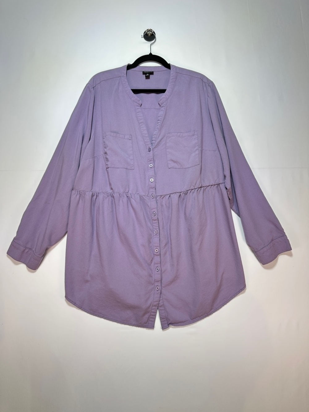 Torrid Emma Tunic Lilac Lavender Button Front Babydoll Blouse 2X Boho Workwear